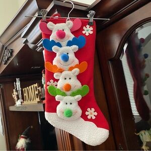 Dan Dee y2k 3D Christmas Stocking Reindeer Colorful 18.5”